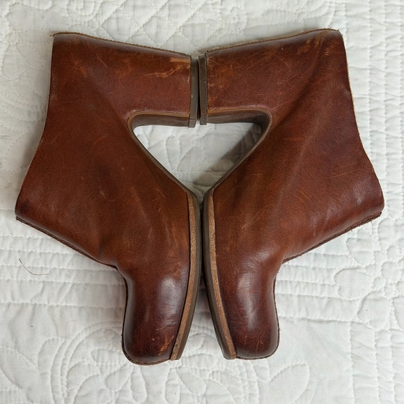 Kork-Ease Sagano Mule Leather Wrapped Women's 8 Brown Rum Chunky Heels Comfort - Picture 3 of 13